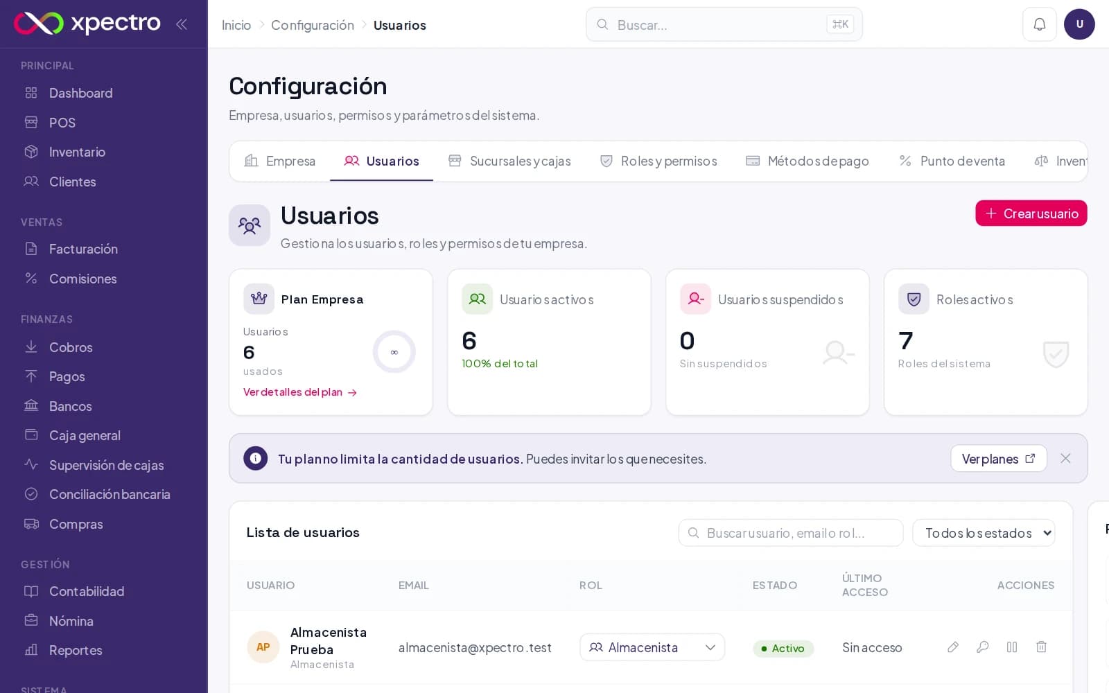 Gestión de usuarios y roles